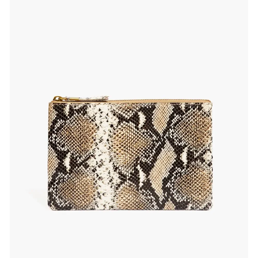 New Madewell The Leather Pouch Clutch: Snake Embossed Edition in Moonstone Multi